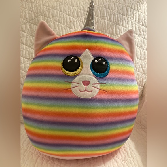 TY Squish a boo cat rainbow Heather plush 13” - Picture 1 of 7